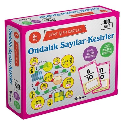 Ondalık Sayılar - Kesirler 9 Yaş Dört İşlem Kartlar