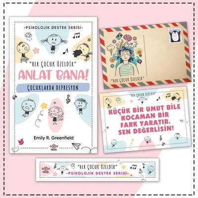 Çocuklarda Depresyon - Kartpostal ve Ayraç - Çocuklar İçin Psikolojik Destek Serisi